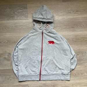 Vintage Heritage Female Grey and Red Zip Hoodie with bear embroidery